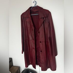 Long red Danier leather jacket